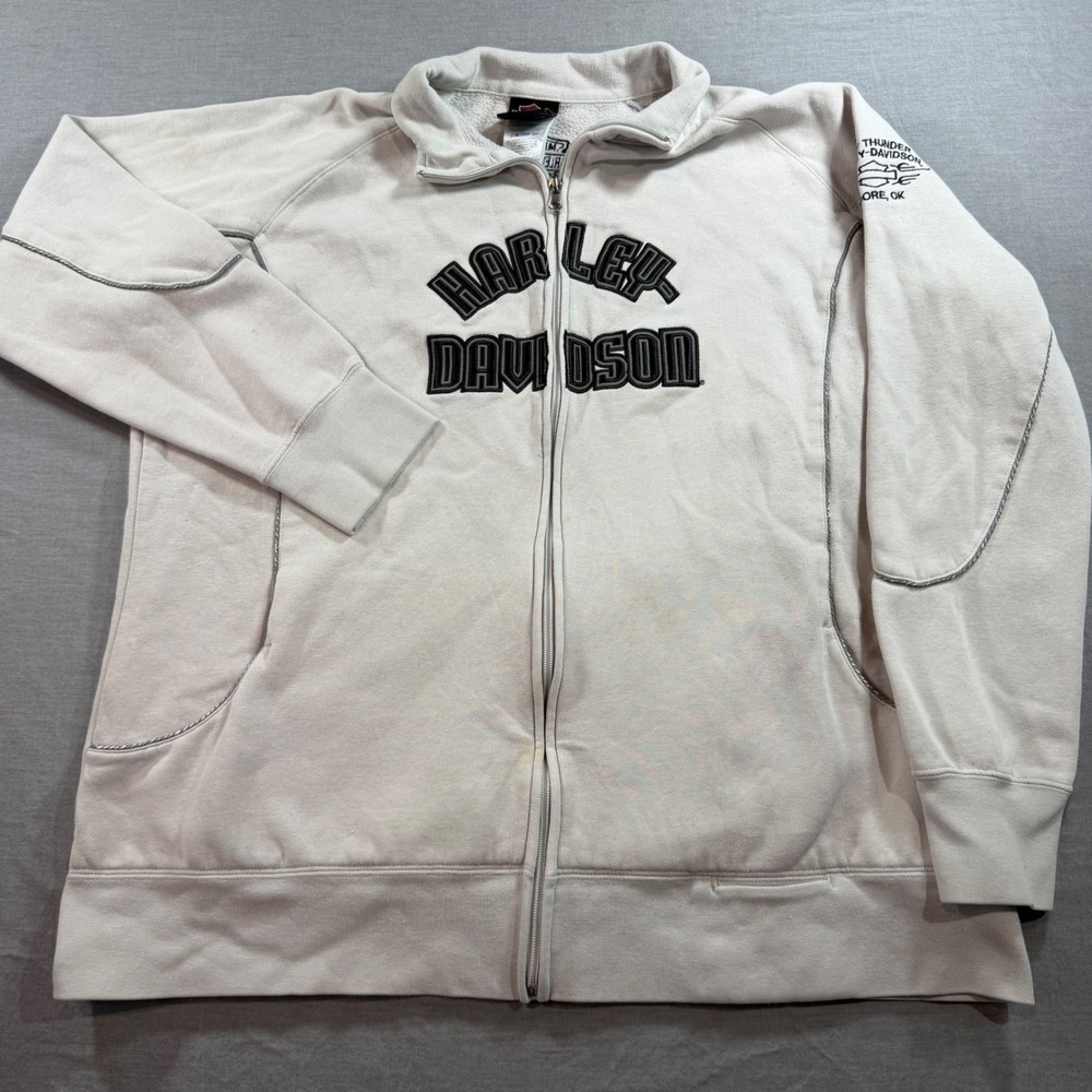 Harley Davidson Zip Sweatshirt Mens 1X Gray Good Fort Thunder Moore OK Biker